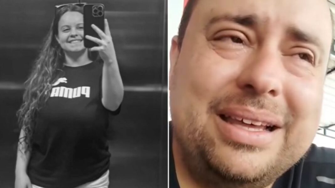 A imagem cria um impacto visual forte ao contrastar a alegria e a vida da jovem Beatriz Munhoz, no lado esquerdo (em preto e branco, sugerindo uma lembrança ou ausência), com o sofrimento e a dor manifesta do homem no lado direito, o pai dela, Lucas Munhoz (em cores, sugerindo o presente). O contexto diz respeito ao latrocínio contra Bruna, em Sapopemba, na Zona Leste de São Paulo.